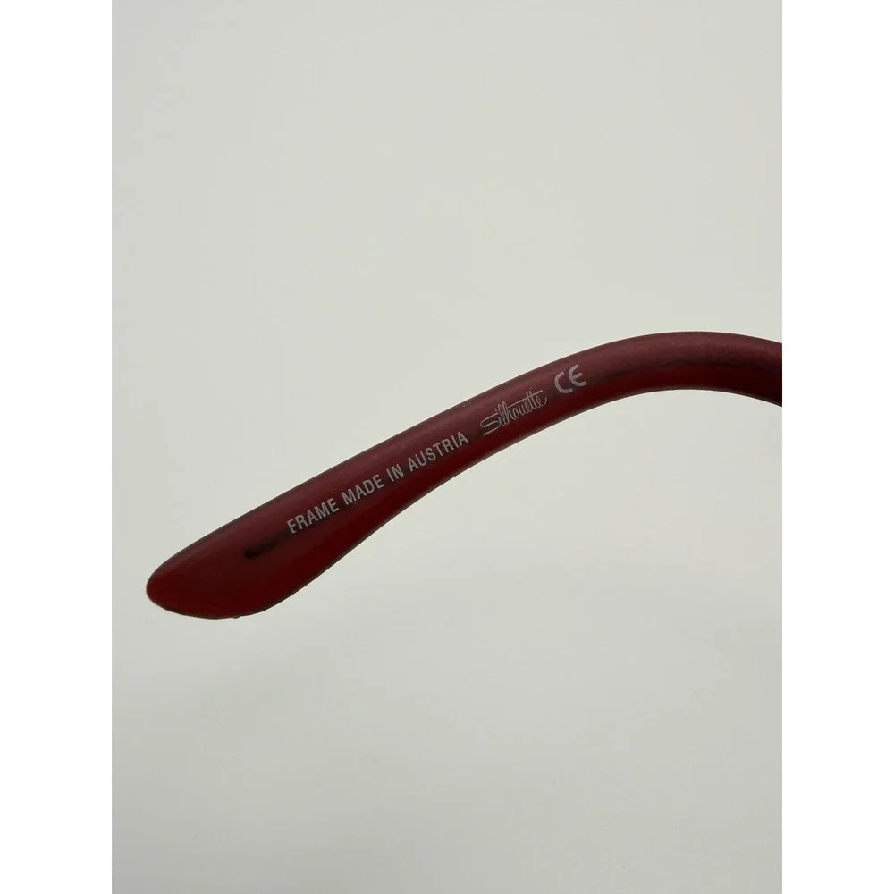 Silhouette 7608 40 6054 Titanium Red Rimless Eyeglasses Frames 17 135 Austria